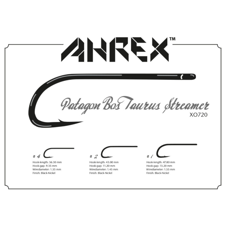 Ahrex Xo720 Patagon Bos Taurus Streamer #1 Fly Tying Hooks